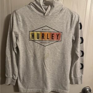 Hurley Gray Tee with Multicolor Logo and Hood